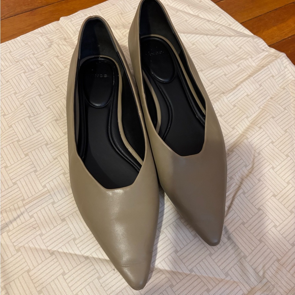 VINCE Women's Pointed Toe Slip-On Flats - Taupe - Picture 2 of 5